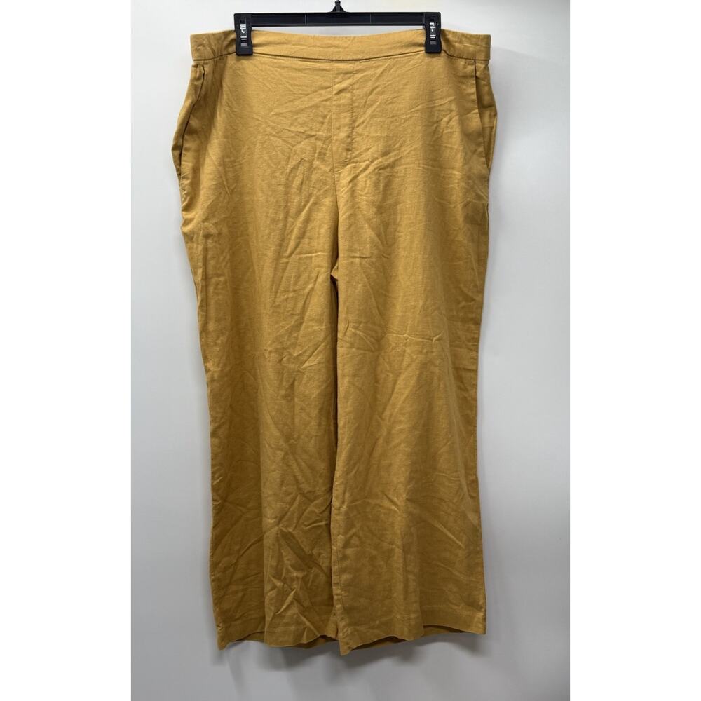 Old Navy Linen Blend Wide Leg Crop Pants Womens 16 Elastic Waist Minimalist
